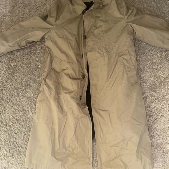 VTG BOTANY 500 Trench Coat Mens 40L Faux Fur Lined Removable Liner Detective USA